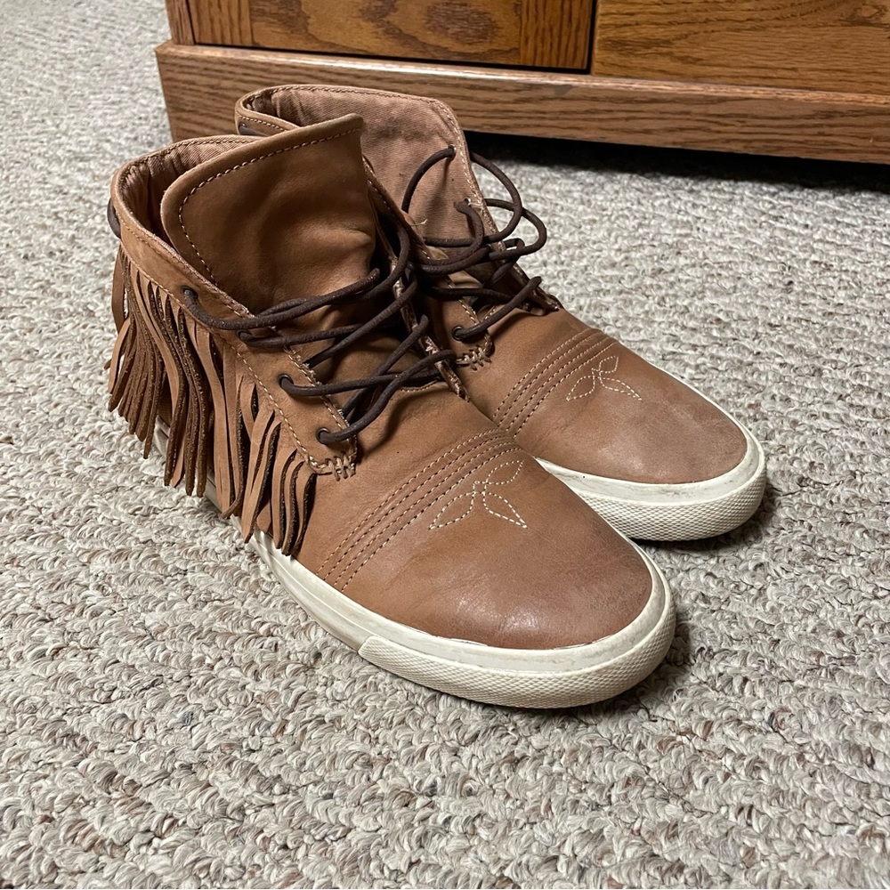 Western Fringe Leather High Tops